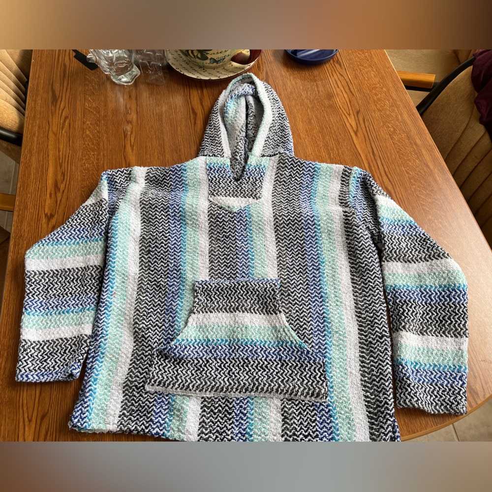 Blue and White Baja Hoodie | Men’s Large